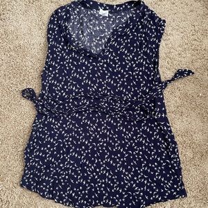 Lelia navy tie waist maternity top